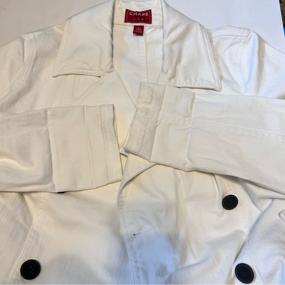Chaps White Denim Double Breasted Trench Jacket Large - Picture 7 of 10